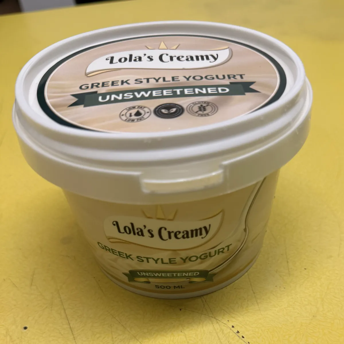 Lola's Creamy Unsweetened Greek Style Yogurt, 500 ml tub